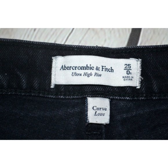 ABERCROMBIE & FITCH Women's Curve Love Ultra High Rise Jeans SIZE 25 Black - Picture 8 of 8
